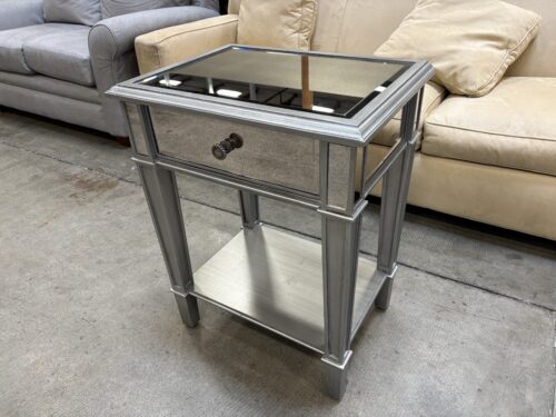 PIER 1 IMPORTS Single Drawer 2 Tier Nightstand with Aged Mirror Facade