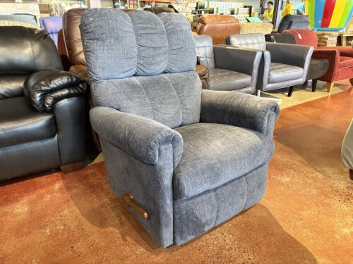 LA-Z-BOY  Pinnacle Blue Upholstered Manual Pushback Rocking Recliner