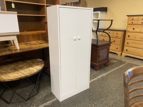 Minimalist White 4-Shelf Storage Cabinet
