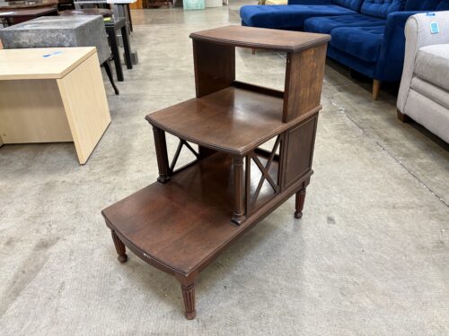 Vintage Dark Finished 3 Tier Step Table with Carved Legs