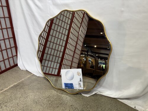 30" Inch Gold Rippling Edge Round Wall Hanging Mirror