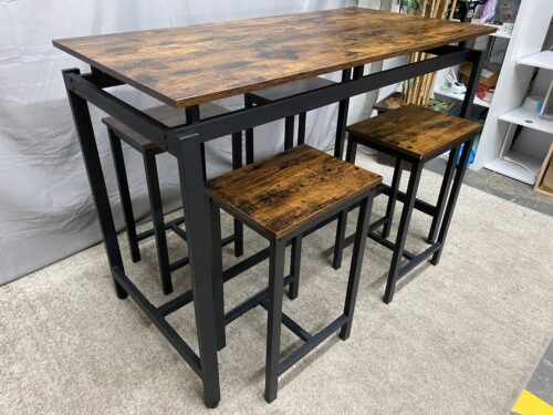 Industrial Dark Rectangular Dining Set w/ 4 Stools