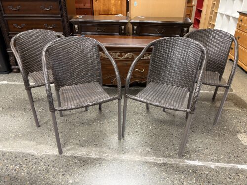 HD DESIGNS Brown Wicker Outdoor Stack Chair (Set of 4)