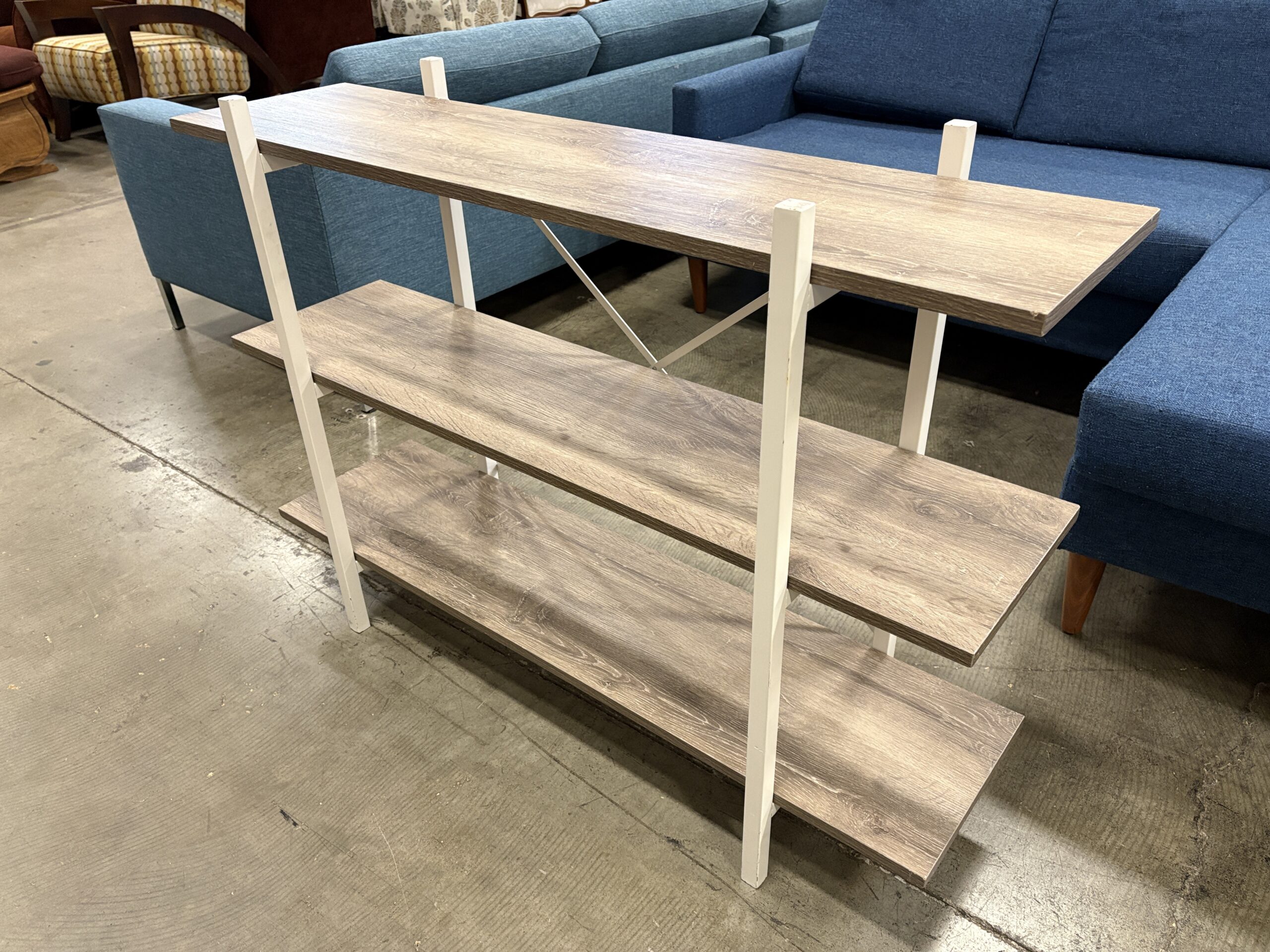 Farmhouse Style 3 Tier Etagere Shelf with Crossed White Metal