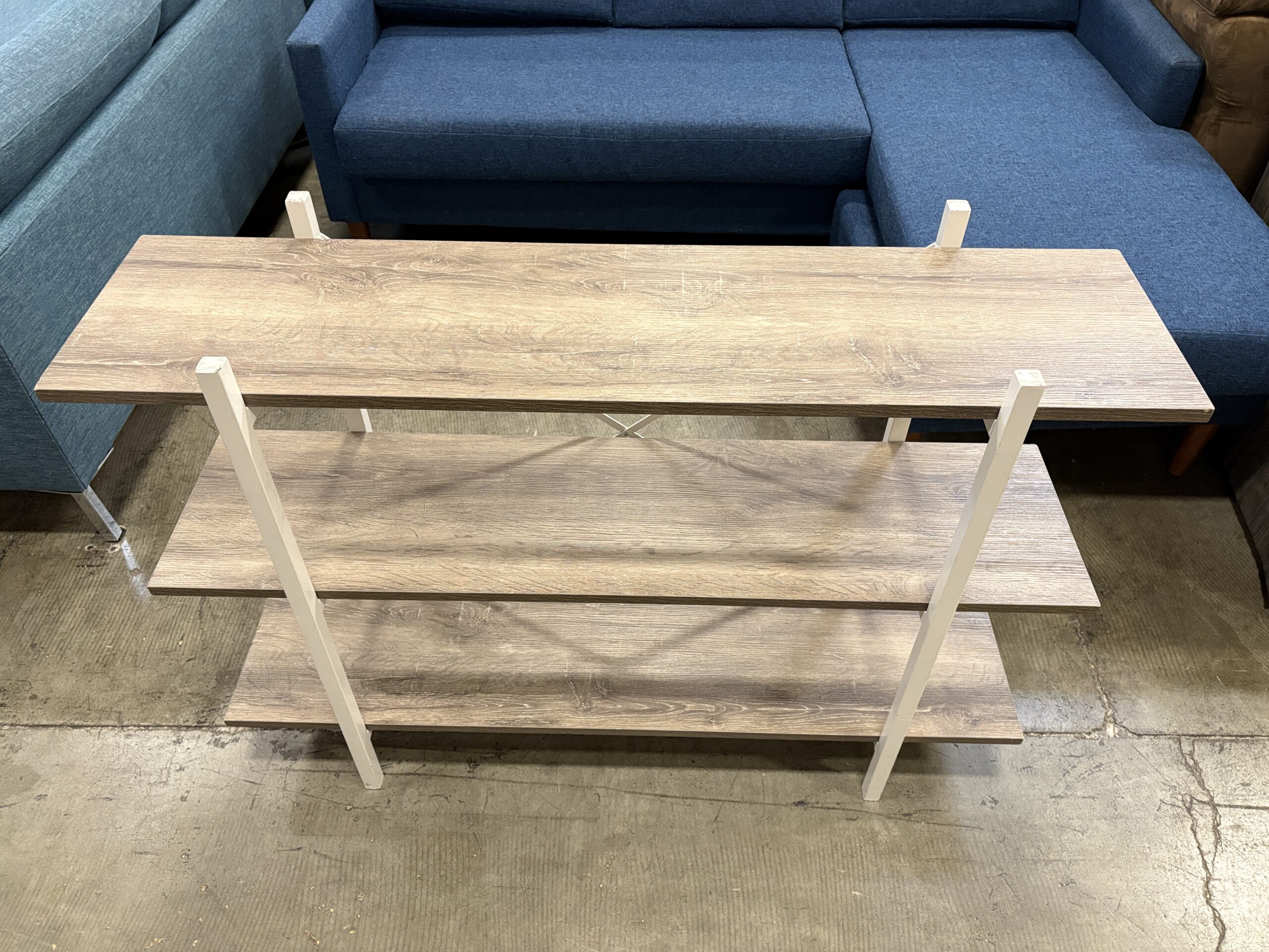 Farmhouse Style 3 Tier Etagere Shelf with Crossed White Metal