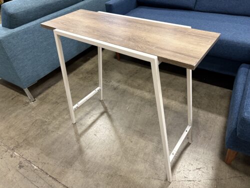 Farmhouse Style Console Table with Slanted White Metal Frame