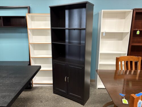 Espresso 3-Shelf Bookcase w/ Bottom Cabinet