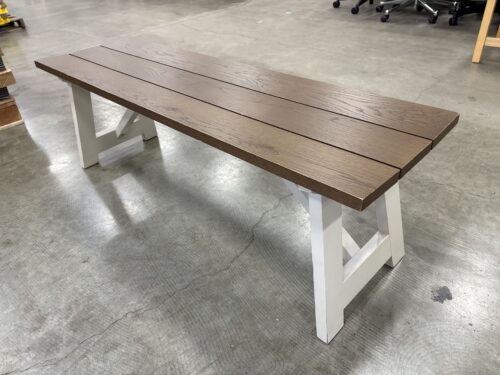 Brown and White Picnic Style Dining Bench