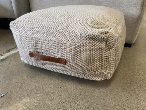 Beige & Brown Woven Fabric Ottoman