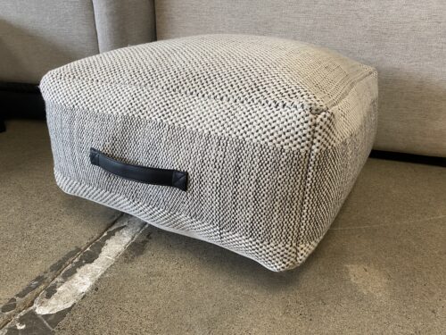 Beige & Black Woven Fabric Ottoman