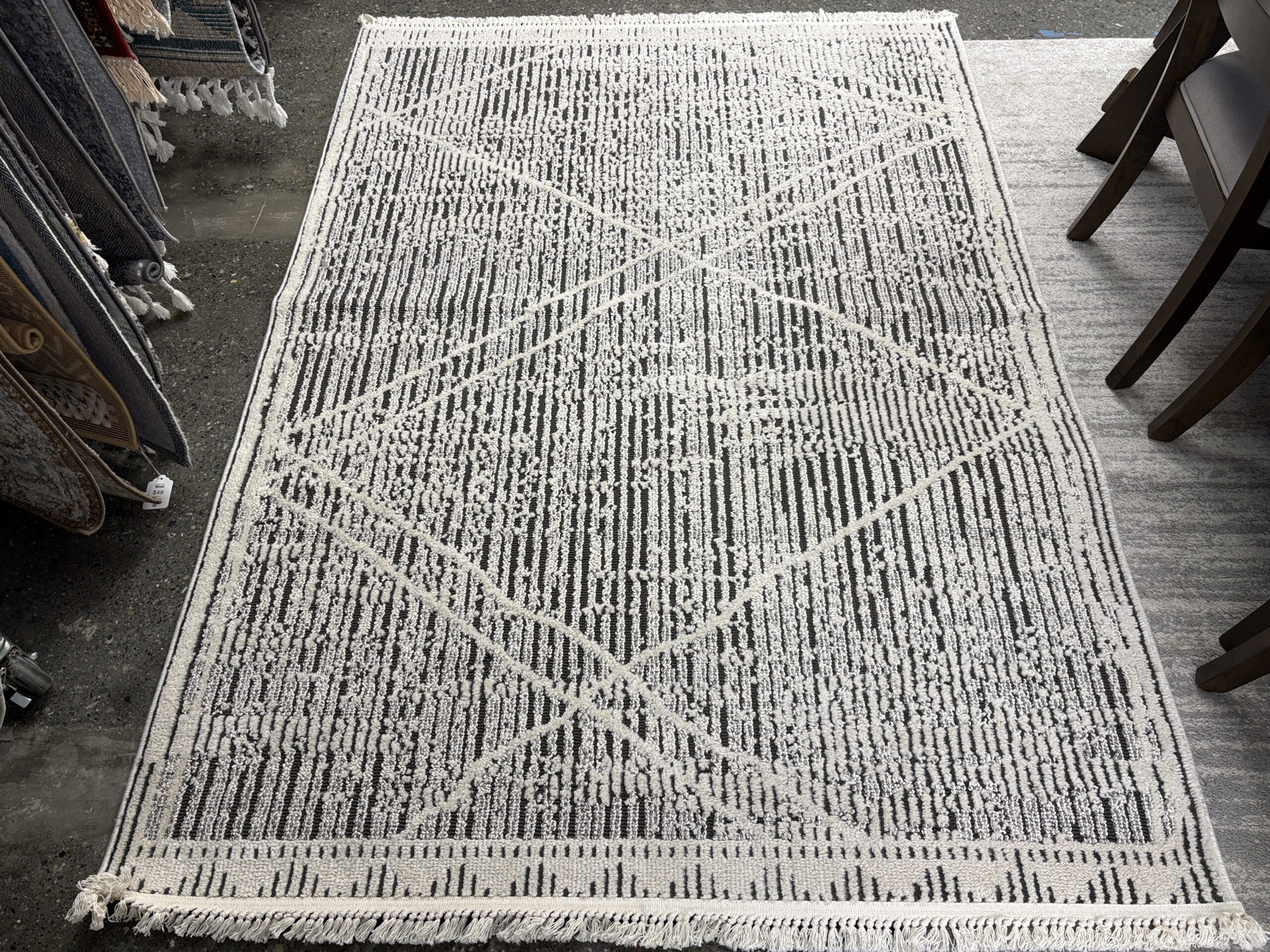SURGA Surge “Berlin” Made in Turkey White & Grey 5×7 Area Rug