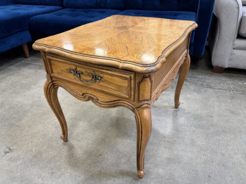 THOMASVILLE Single Drawer French Provincial Nightstand with Burl Wood Trim