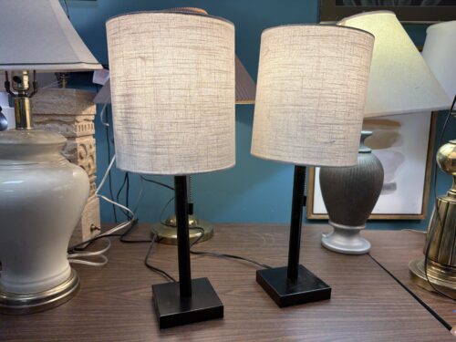 Modern Black Small Drum Shade Table Lamps (Set of 2)