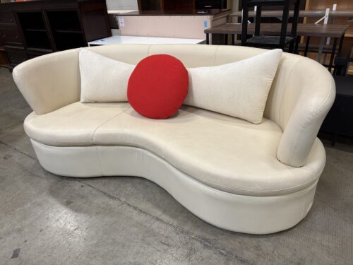 DINGMEI Modern Ivory Leather Kidney Shaped High Back Sofa