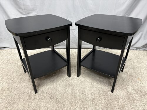 Open Black Single Drawer Square Nightstands (Set of 2)