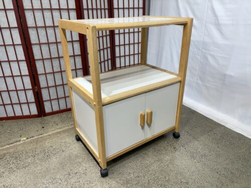 White Two Tone Rolling Kitchen Cart with Ceramic Tile Top