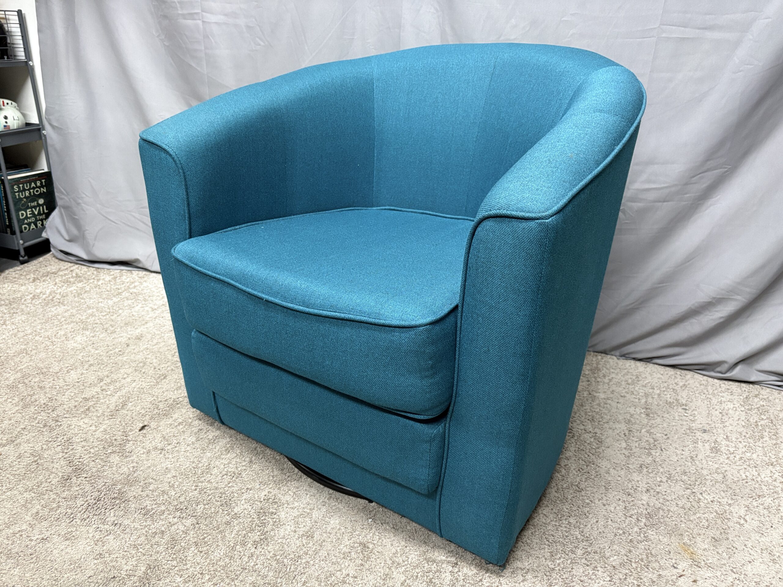 Teal Barrel Back Swivel Accent Chair
