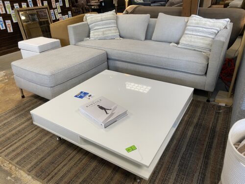 WEST ELM Harris Feather Grey Fabric Loft Sofa w/ Ottoman (AS IS)