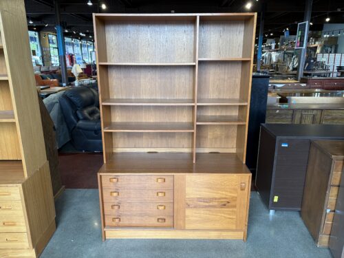 DOMINO MØBLER Vintage Mid-Century Modern Danish Teak 2 pc Sideboard/Credenza with Hutch