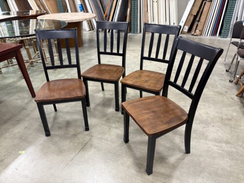 ASHLEY FURNITURE Black Wooden High Back Dining Chair with Dark Finished Seat (Set of 4)