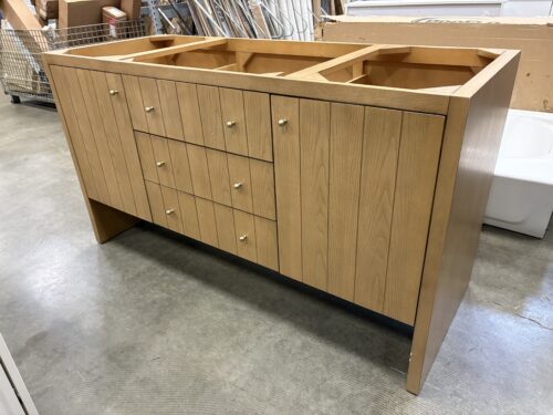 JAMES MARTIN 60" Ash Veneer Bathroom Vanity with Power Outlet (Top Not Included)