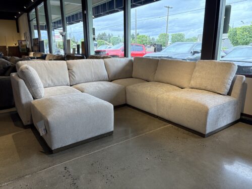 HENREDON Murphy 6-Piece Cream Fabric Modular Sectional with Ottoman