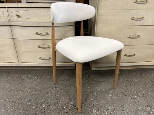 RESTORATION HARDWARE Arno White Fabric w/ Light Oak & Brass Frame