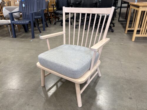 IKEA Persbol Natural Finished Birch Spindle Back Armchair with Grey Cushion