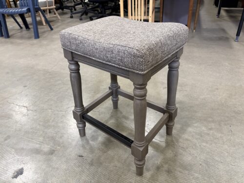 Grey Farmhouse Style Backless Barstool with Heathered Grey Brown Seat