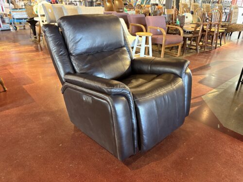 BARCALOUNGER Bryson Brown Leather Power Rocking Recliner with Headrest Control