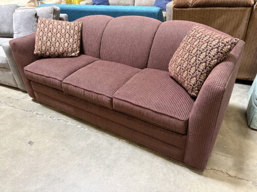 BASSETT Vintage Beige and Purple Camelback Sleeper Sofa