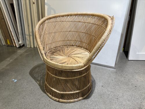 Vintage Peacock-Style Rattan Barrel Chair