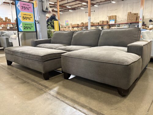 Contemporary Grey L-Shaped Sectional with Extra Large Storage Ottoman