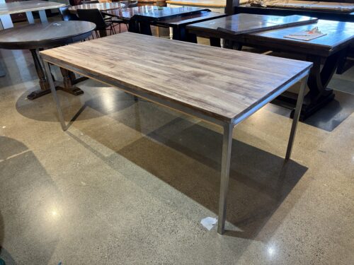 Rectangular Natural Wood Top Dining Table with Chrome Legs