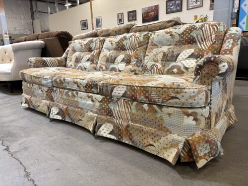FLEXSTEEL  Vintage 70's Unique Novelty Print Upholstered 3 Seat Sofa