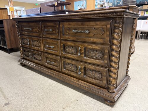 Spanish Colonial Revival 9-Drawer Low Dresser
