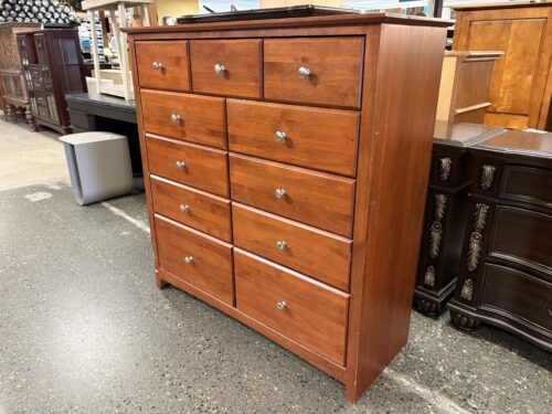 WHITTIER WOOD Light Cherry Finish Solid Wood Shaker 11-Drawer Tall Dresser