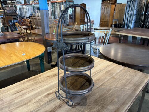29" Tall Three Tier Bamboo Grass Decorative Stand