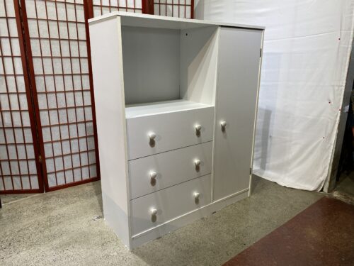 White 3-Drawer Armoire with Storage