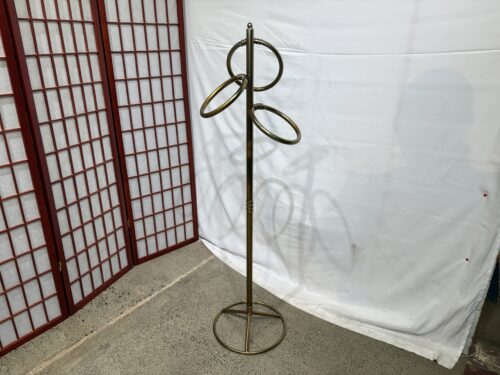 Vintage Hollywood Regency Gilt Brass Ring Freestanding Towel Rack