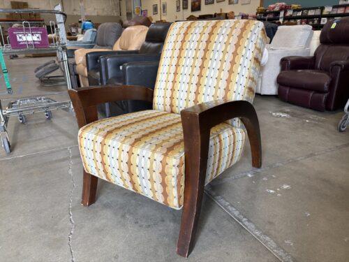 Novelty Print Accent Chair with Exaggerated Curved Wood Base