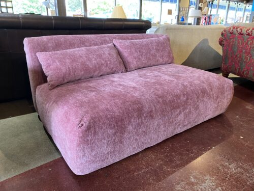 NEW! JOYBIRD Calin Minimalist Berry Pink Velvet Armless Loveseat