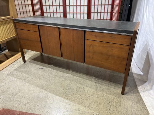 KIMBALL Vintage Danish Modern Walnut Credenza with Laminate Top