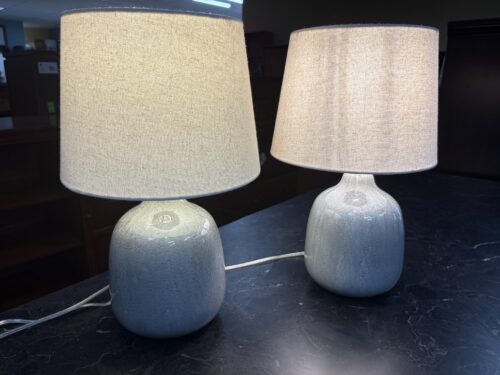 Grey Crackle Glazed Ceramic Table Lamps (Set of 2)