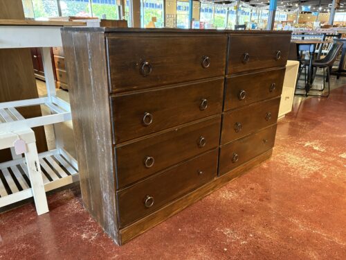 Vintage Rustic Dark Brown Solid Wood 8-Drawer Dresser