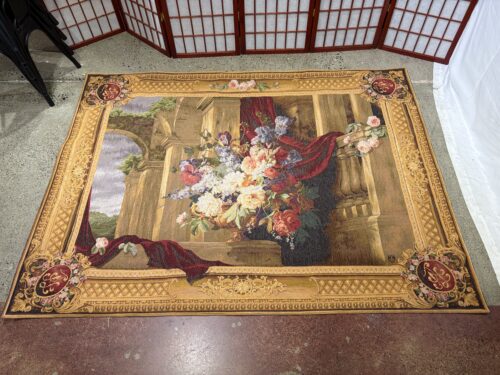 TAPESTRIES Bouquet et Architecture French Jacquard Woven Wall Tapestry