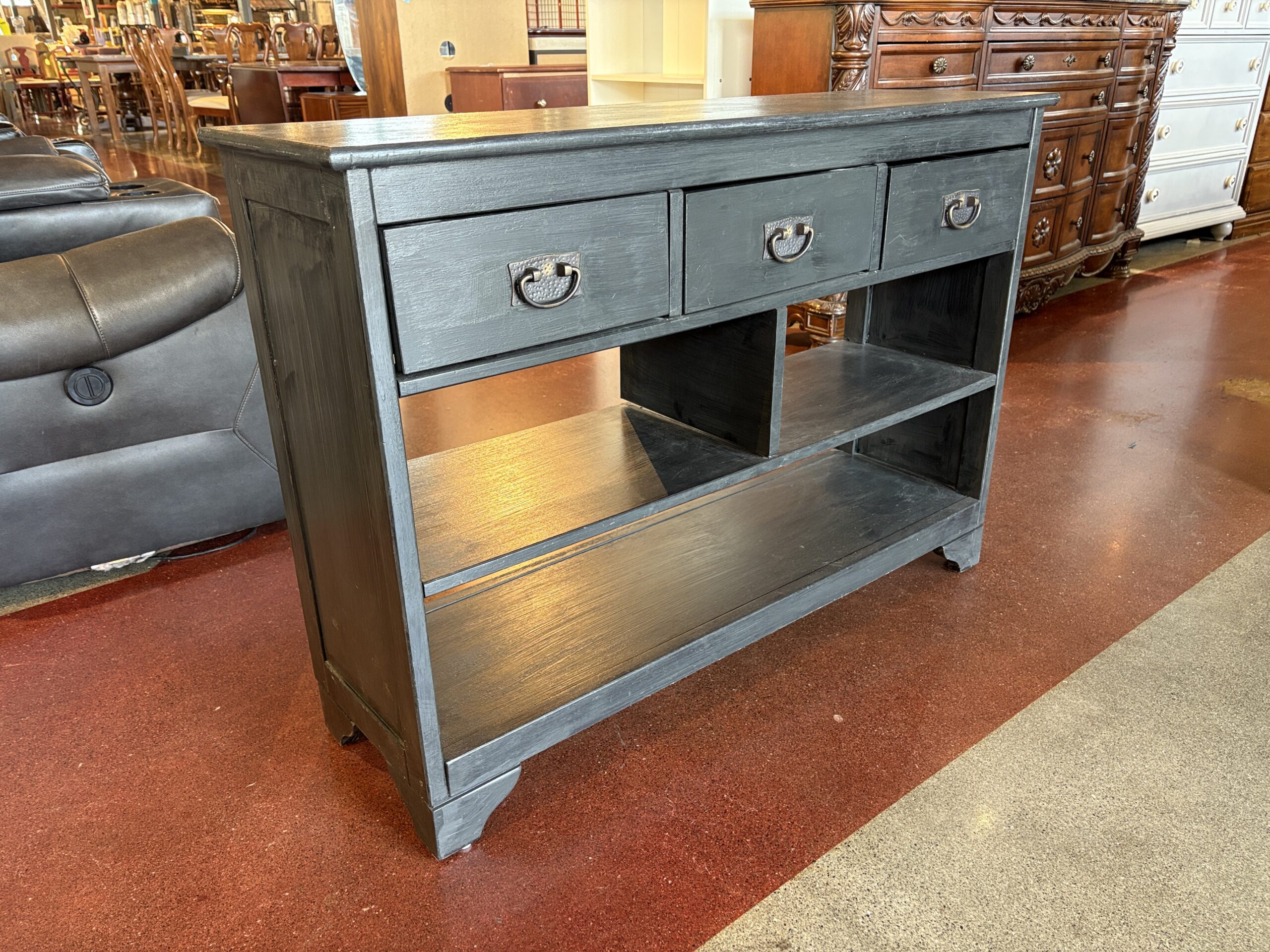 Dark Ash 3-Drawer Console Table