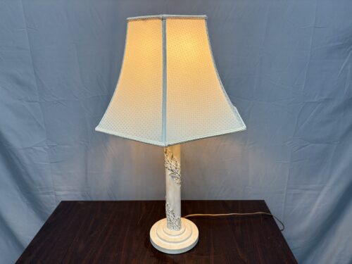 Whitewashed Iron Floral French Country Table Lamp
