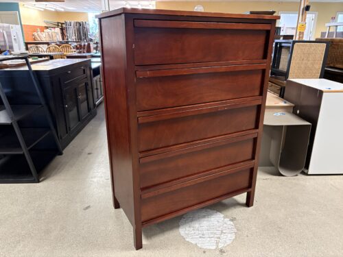 Dark Wood Minimalist 5-Drawer Tall Dresser