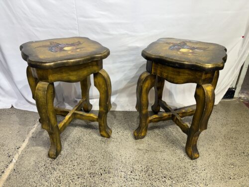 Vintage Distressed Gold Italian Florentine Side Table (Set of 2)